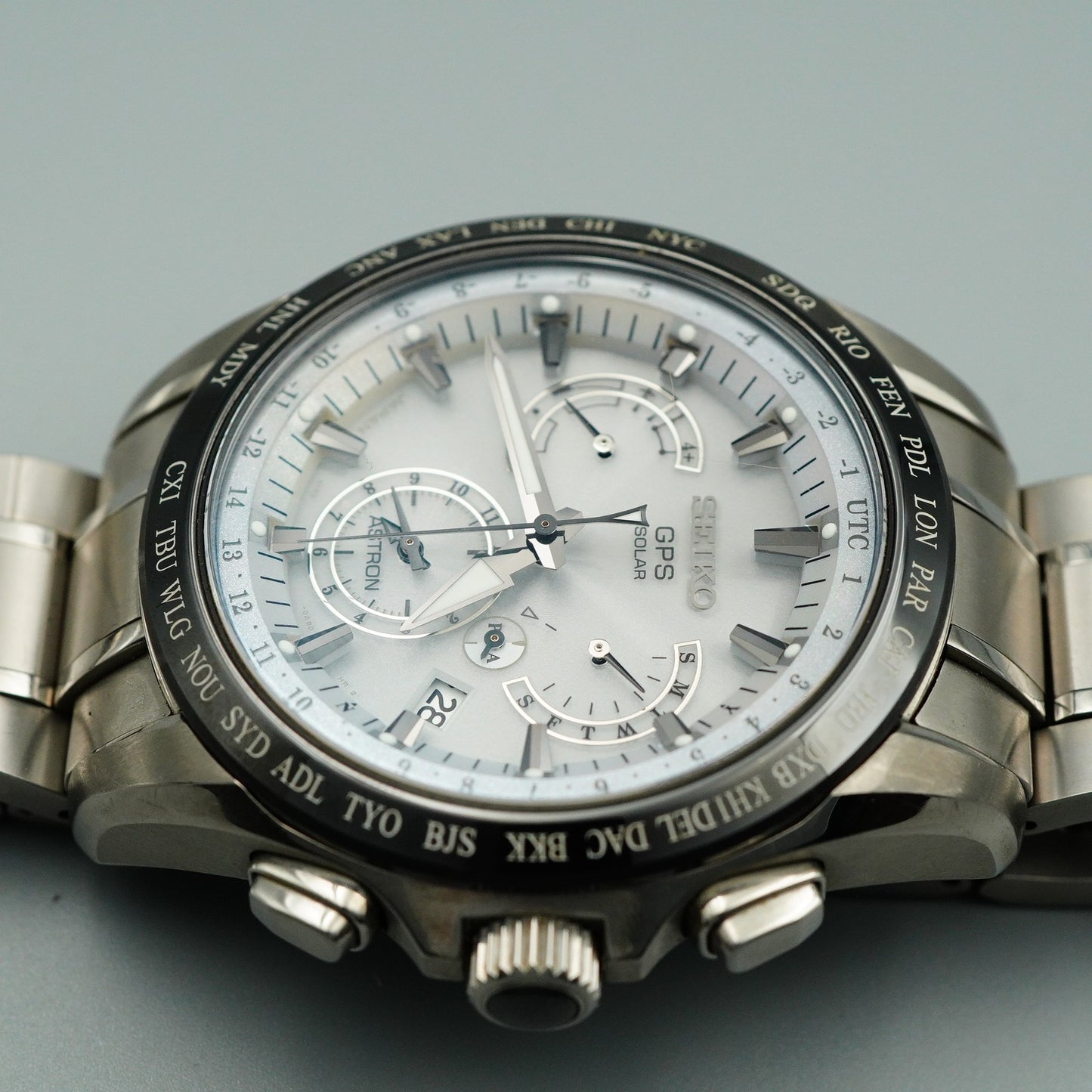 *MINT in Box* SEIKO ASTRON 8X53-0AB0-2 Solar White Dial Round 45mm Mens Watch