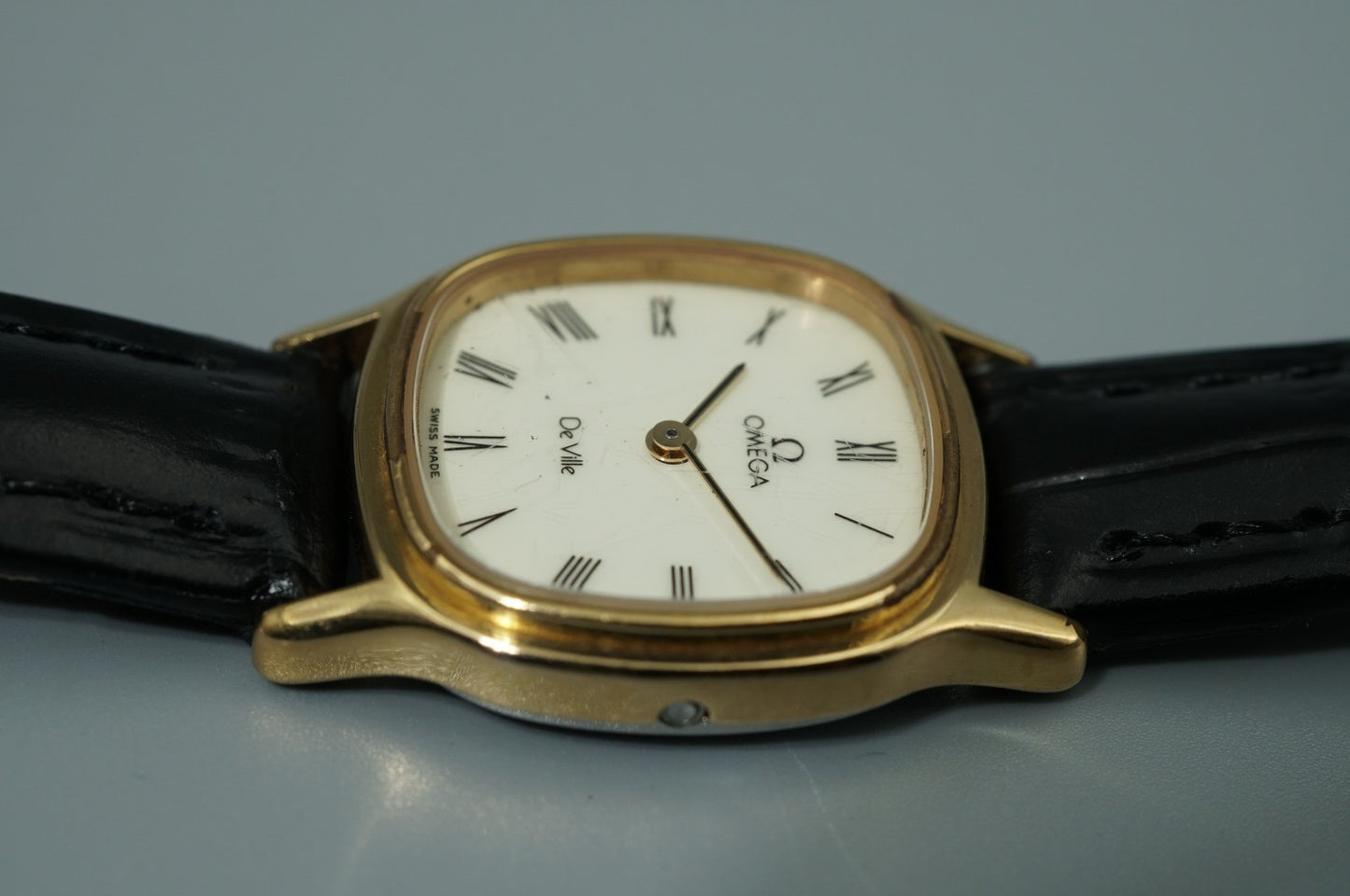*Exc+4* Vintage OMEGA De Ville Cal.1387 Qz White Square 21mm Women,Ladies Watch