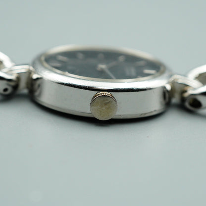 *Exc+5* Vintage SEIKO Vintage 1400-5180 Quartz Black Round 18mm Women Watch