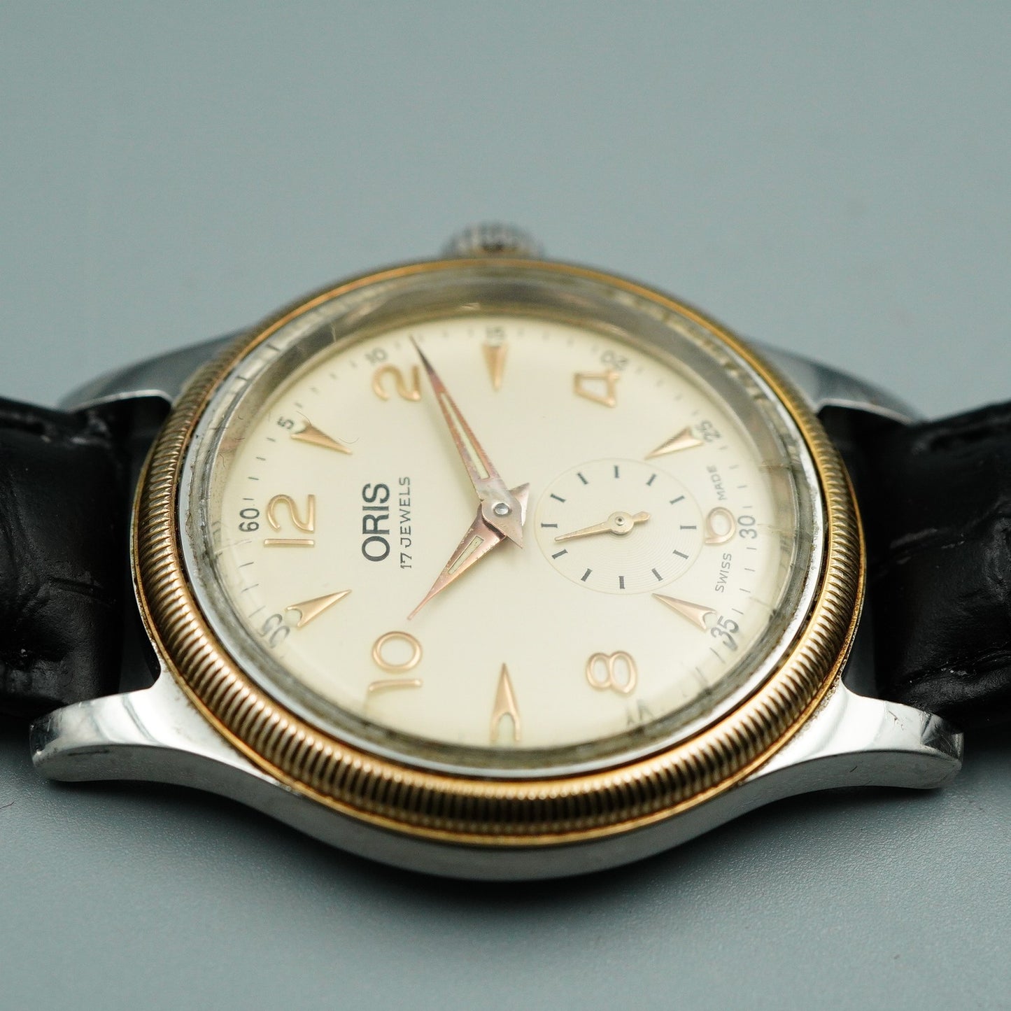 *Exc+5* Vintage 1990s ORIS Small Second 7428 Hand Wind Cream 32mm Mens Watch