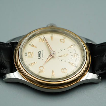 *Exc+5* Vintage 1990s ORIS Small Second 7428 Hand Wind Cream 32mm Mens Watch