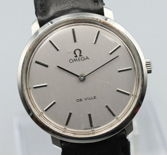 *N MINT* Vintage OMEGA De Ville TOOL 104 Manual Winding Silver Dial Mens Watch