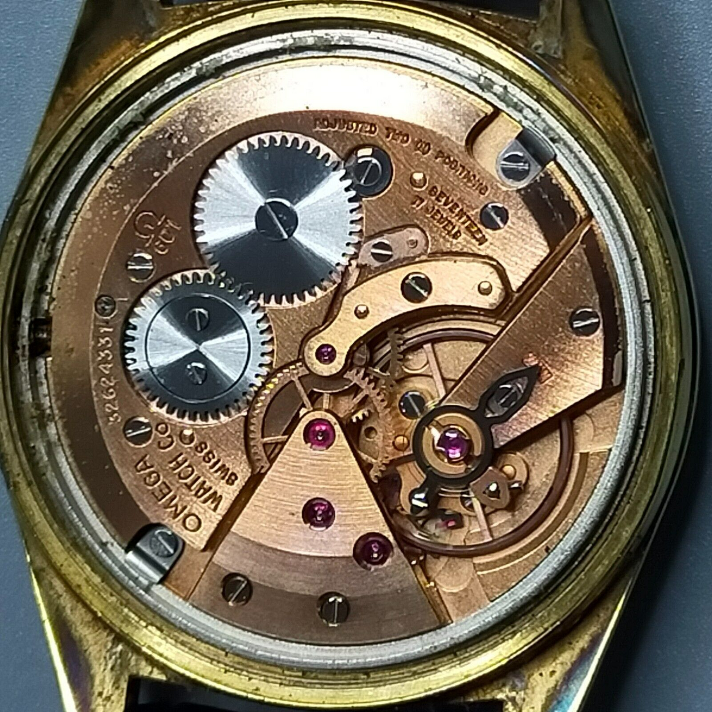 *Exc+5* Vintage OMEGA Geneve Cal.601 Hand Winding Gold Dial Round Mens Watch