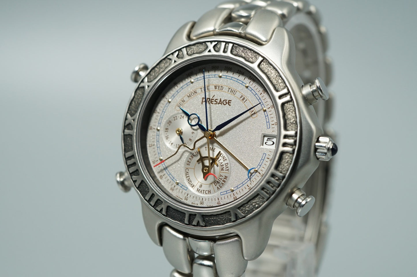 N MINT Vintage 1991 SEIKO PRESAGE  6M13-7000 Quartz Silver Round 38mm Mens Watch