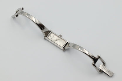 *NEAR MINT* Vintage GUCCI 1500L Quartz Silver Dial Rectangle Women Watch