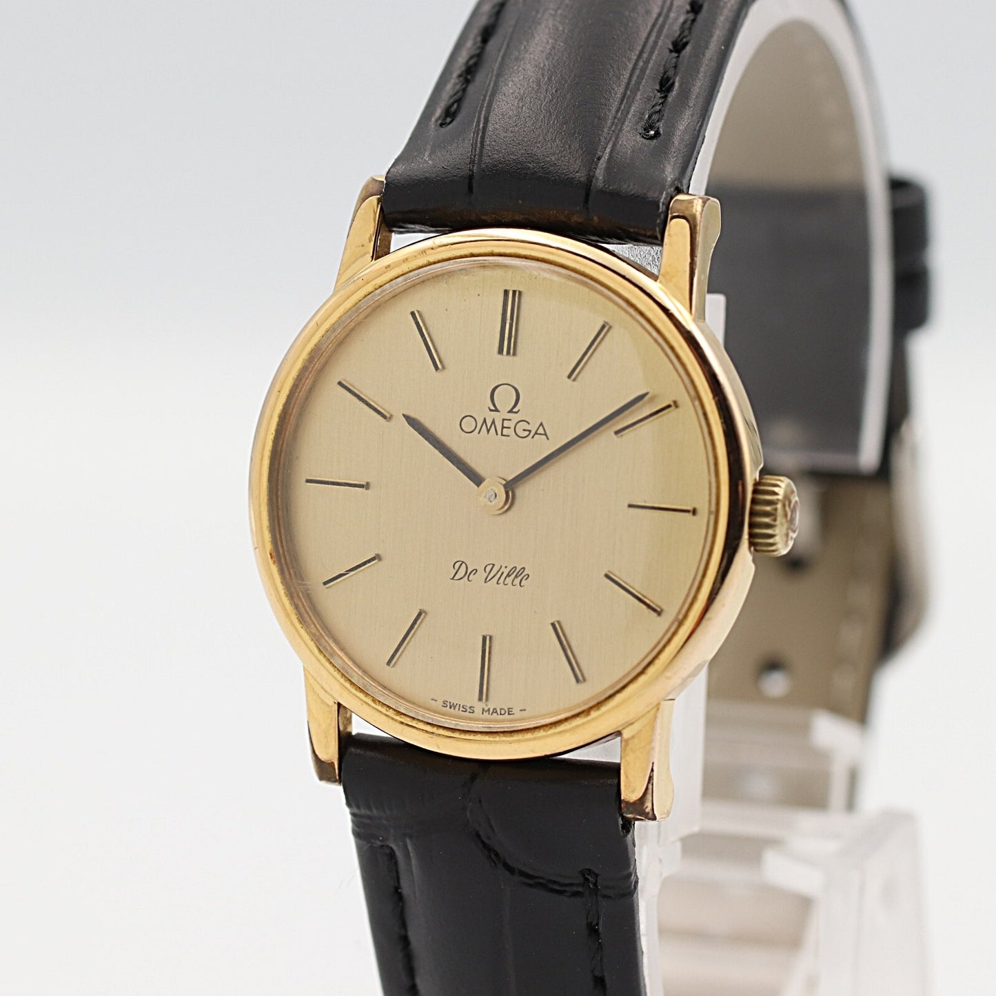 N MINT Vintage 1970 OMEGA De Ville Cal.625 Hand Wind Gold Round 25mm Women Watch