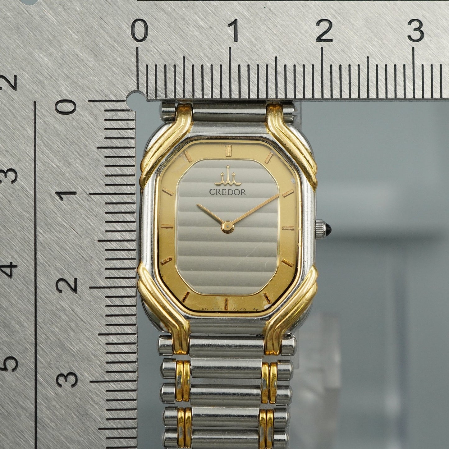 N MINT Vintage 1990s SEIKO CREDOR 2F70-5490 Qz Silver Rectangle 19mm Women Watch
