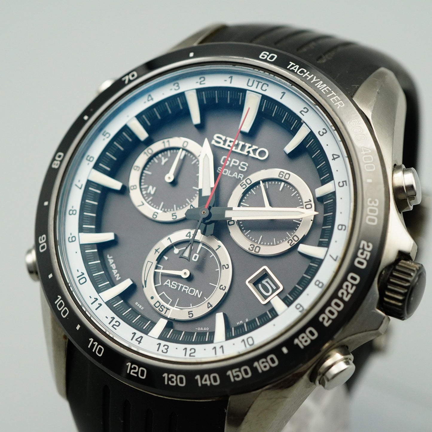 *Exc+5 in Box* SEIKO ASTRON  8X82-0AC0 Solar Black Dial Round 45 mm Mens Watch