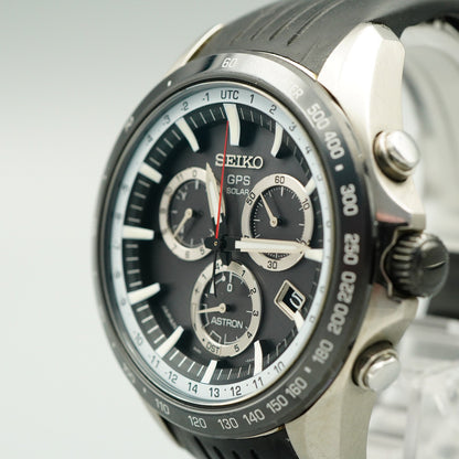 *Exc+5 in Box* SEIKO ASTRON  8X82-0AC0 Solar Black Dial Round 45 mm Mens Watch