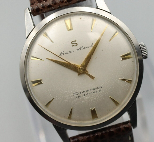 *Exc+4* "Vintage 1966" SEIKO Marvel 14025 Quartz White Dial Round Mens Watch