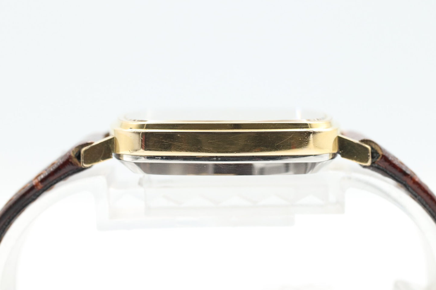 *N MINT* Vintage OMEGA De Ville Cal.1330 Quartz Gold Dial Square 31mm Mens Watch