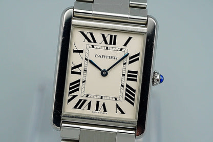 *Exc+5* Cartier Tank Solo W5200014 3169 Quartz Silver 27mm Mens Watch