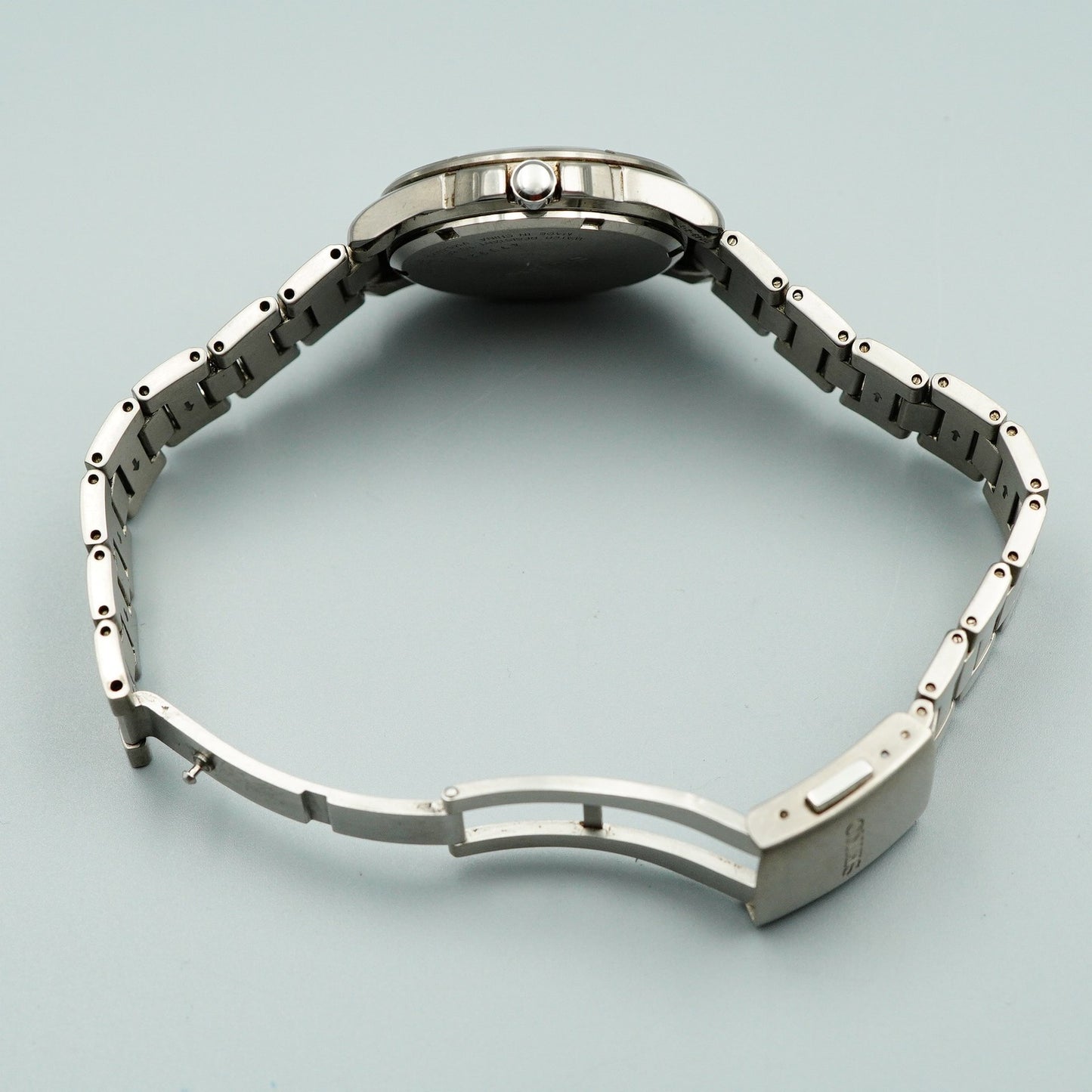 *N MINT* Vintage SEIKO Solar Titanium V145-0AX0 Qz Black Round 35mm Mens Watch