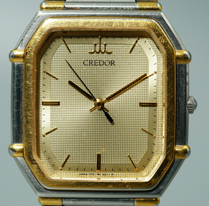 Exc+5 Vintage 1994 SEIKO CREDOR  7771-5011 Quartz Gold  Hexagon 30mm Mens Watch