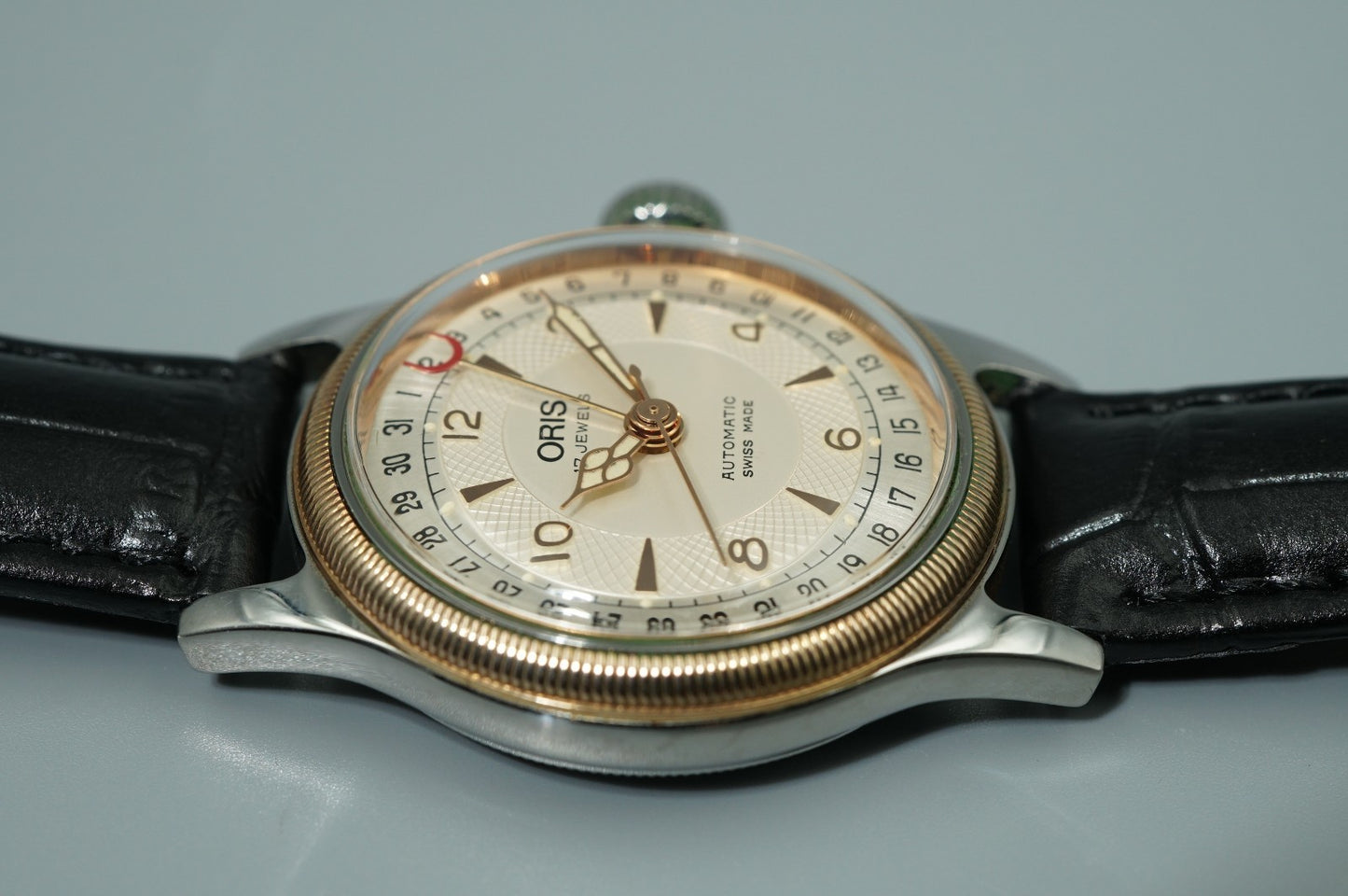 *MINT* Vintage 1980s Oris Big Crown 7400B Automa White Round 32mm Woｍens Watch