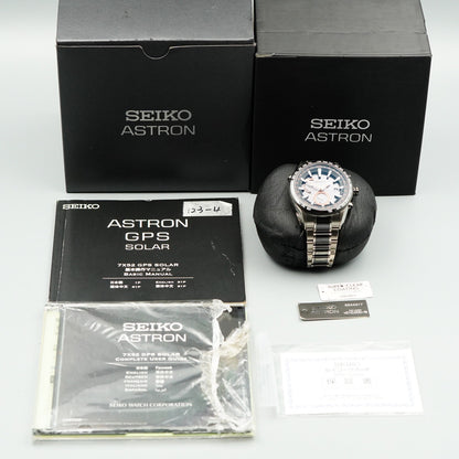 *NEAR MINT* Box & Paper SEIKO ASTRON 7X52-0AF0 Solar Black Round 47mm Mens Watch