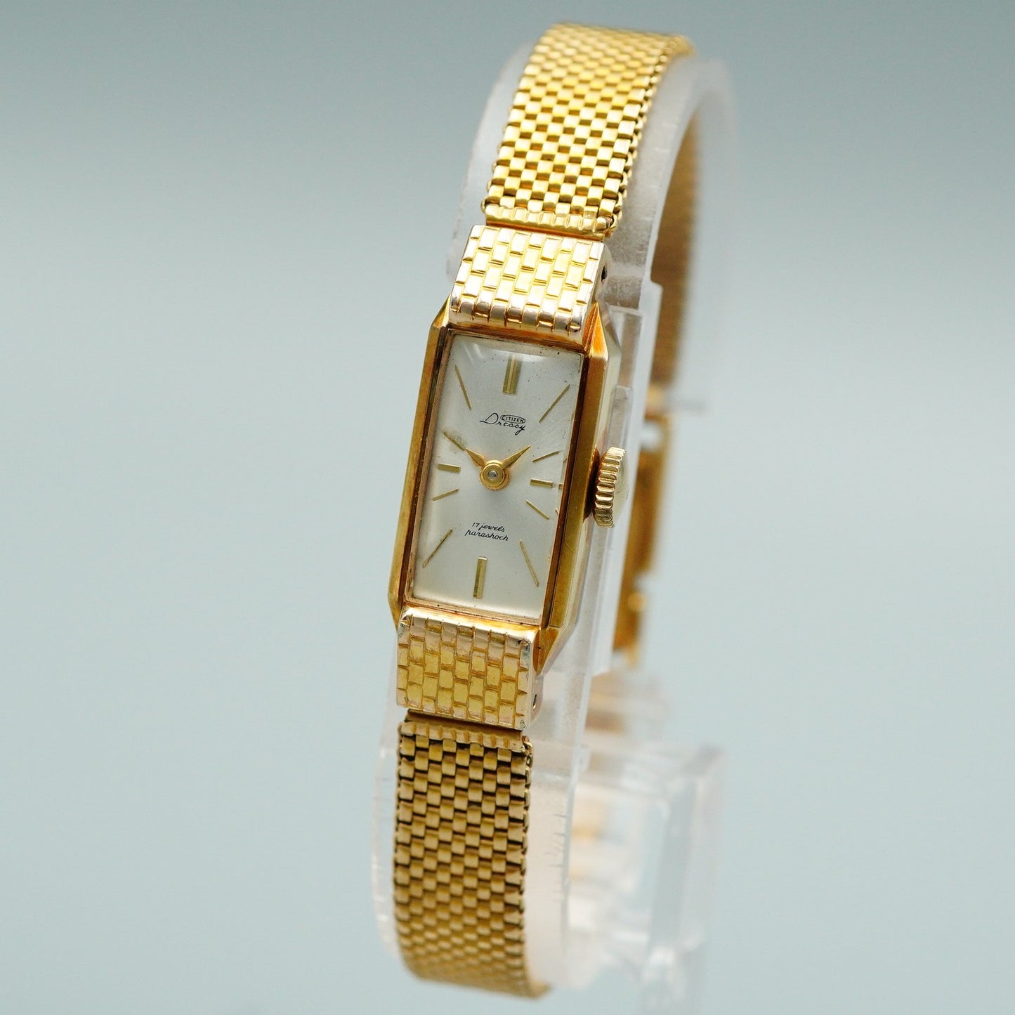 *Exc+5* Vintage CITIZEN D4606 Quartz Silver Dial Rectangle 12mm Women Watch