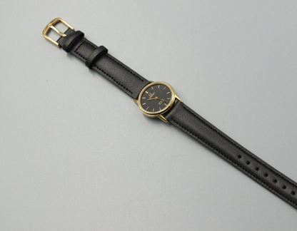 *NEAR MINT* Vintage OMEGA De Ville Cal.1387 Quartz Black Dial Round Women Watch