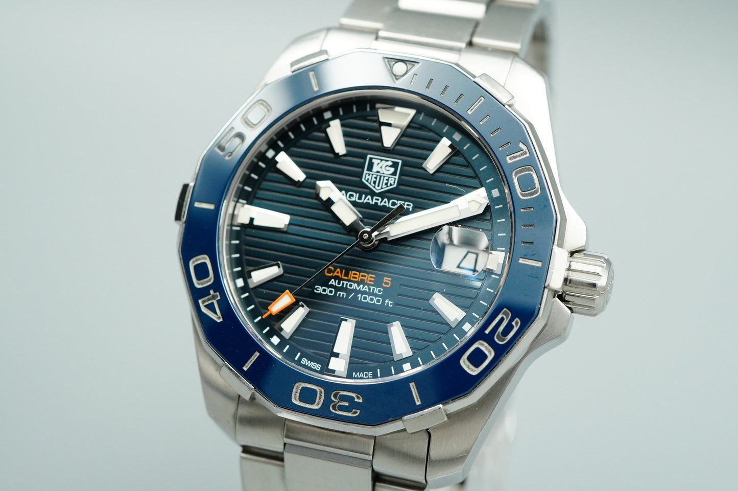 *NEAR MINT*  TAG HEUER Aquaracer WAY2110 Automatic Blue Round 41mm Mens Watch