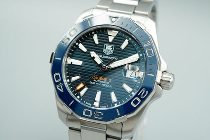 *NEAR MINT*  TAG HEUER Aquaracer WAY2110 Automatic Blue Round 41mm Mens Watch