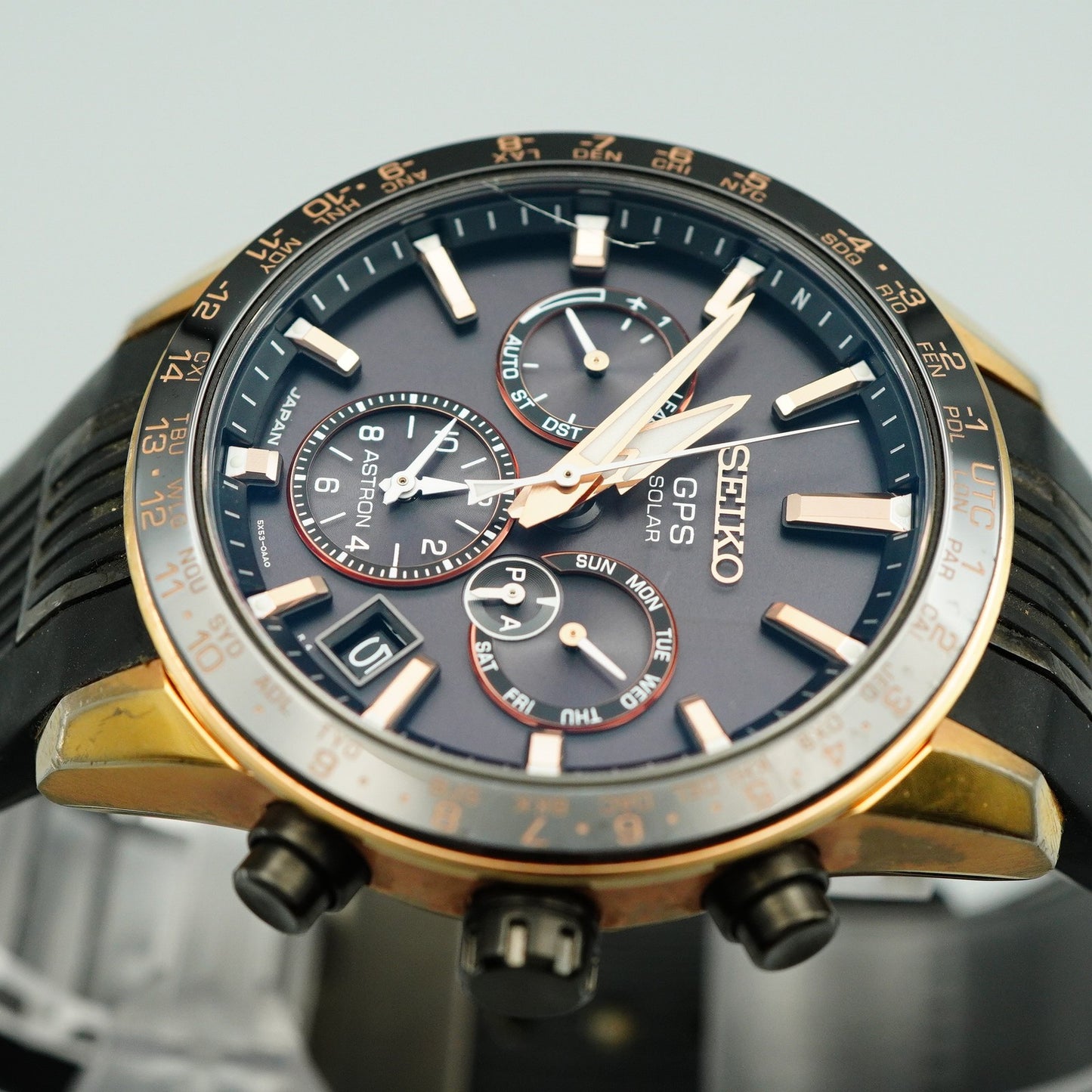 *Exc+5 Box & Paper* SEIKO ASTRON 5X53-0AB0 Solar Black Dial 43mm Mens Watch