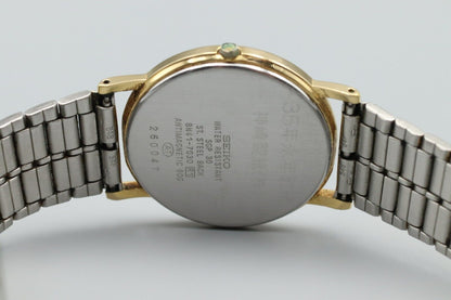 New Batt*Exc+5* Vintage SEIKO Dolce 8N41-7030 Quartz White Dial Round Mens Watch