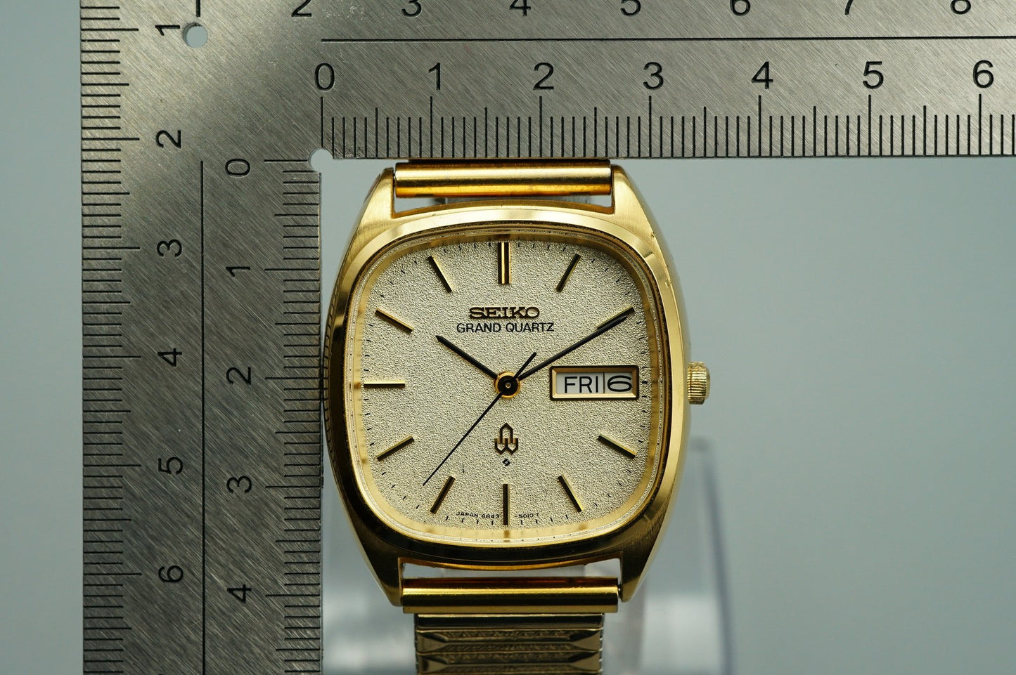 *Exc+5* Vintage 1977 SEIKO Grand Qz48 43-5100 Qz Gold Square 34mm Mens Watch