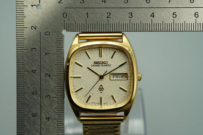 *Exc+5* Vintage 1977 SEIKO Grand Qz48 43-5100 Qz Gold Square 34mm Mens Watch