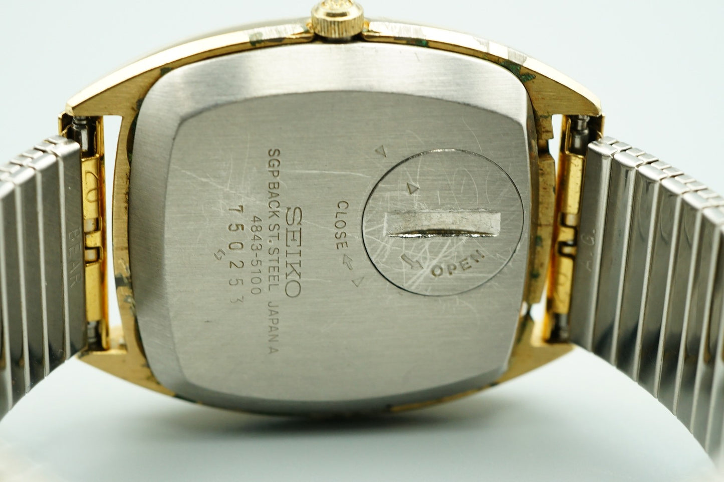 *Exc+5* Vintage 1977 SEIKO Grand Qz48 43-5100 Qz Gold Square 34mm Mens Watch