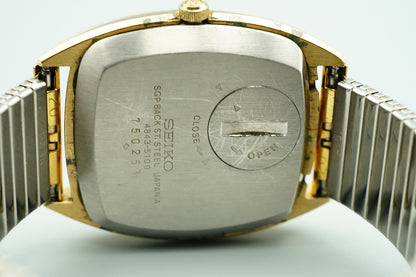 *Exc+5* Vintage 1977 SEIKO Grand Qz48 43-5100 Qz Gold Square 34mm Mens Watch