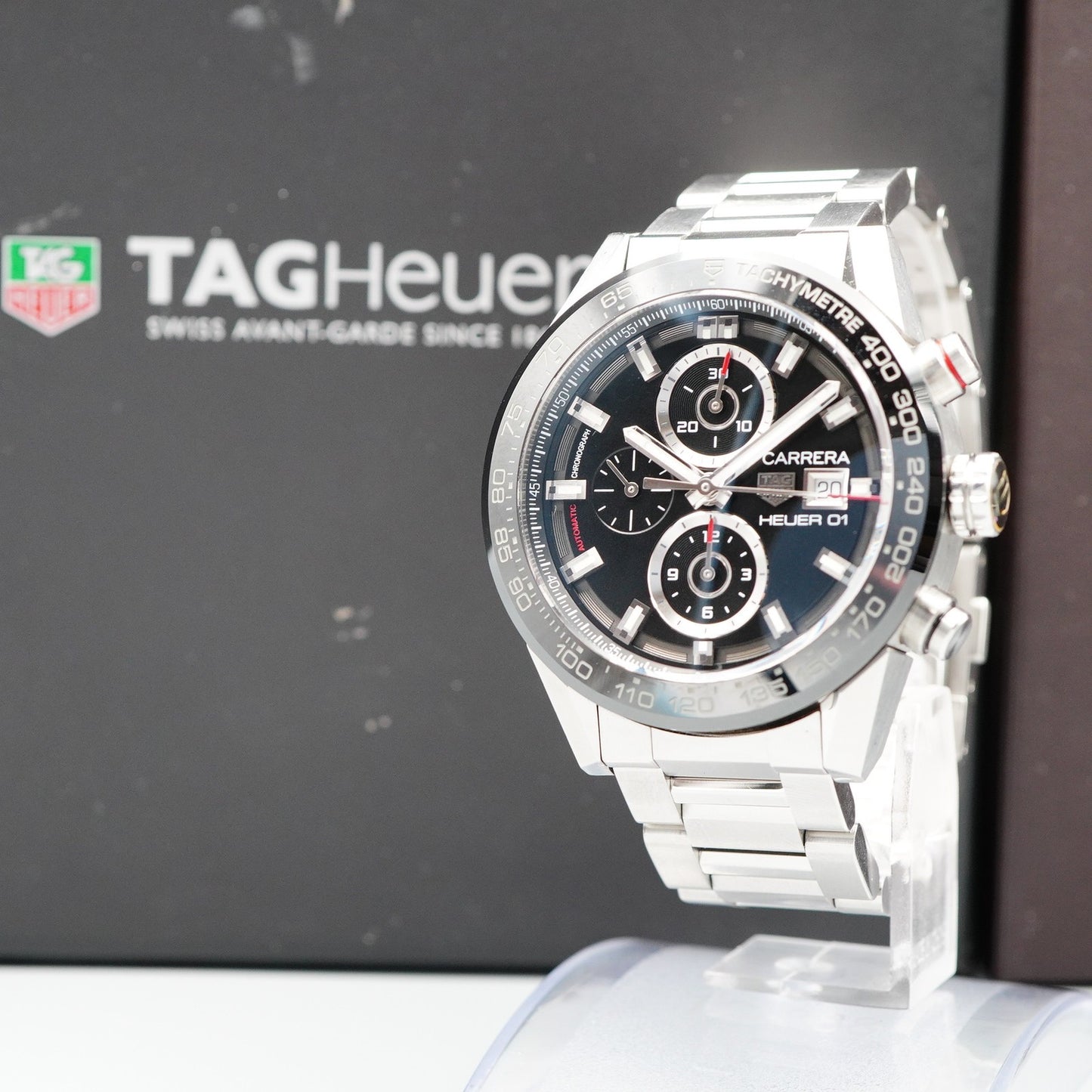 *N MINT Box & Paper* TAG HEUER Carrera CAR201Z Automatic Black 44mm Mens Watch