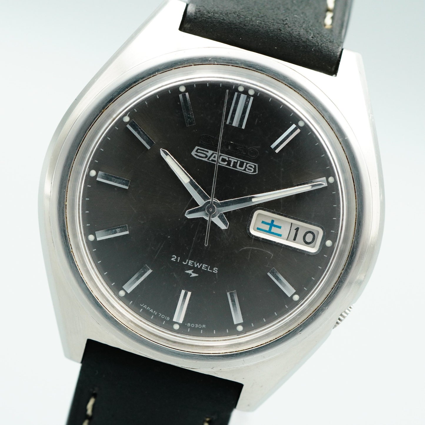 *Exc+5* Vintage 1973 SEIKO 5ACTUS 7019-8010 AT Black Dial Round 38mm Mens Watch