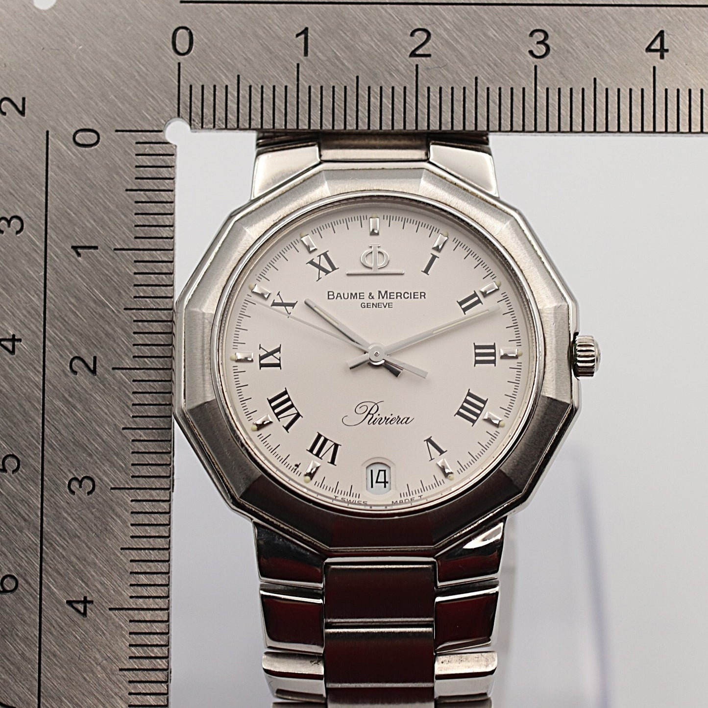 *N MINT* Vintage 1990s BAUME MERCIER Riviera 5131 Qz White 33mm Mens Watch