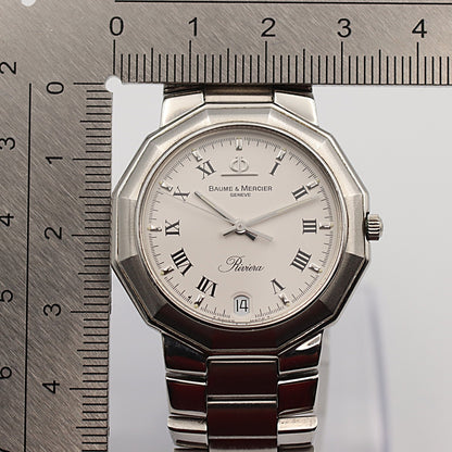 *N MINT* Vintage 1990s BAUME MERCIER Riviera 5131 Qz White 33mm Mens Watch