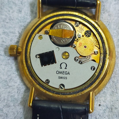 *NEAR MINT* Vintage 1980 OMEGA De Ville Cal.1330 Qz Gold Round 35mm Mens Watch
