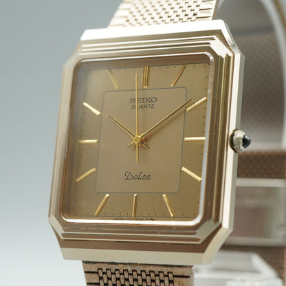 *N MINT* Vintage 1980s SEIKO Dolce 7731-5081 Quartz Gold Square 29mm Women Watch