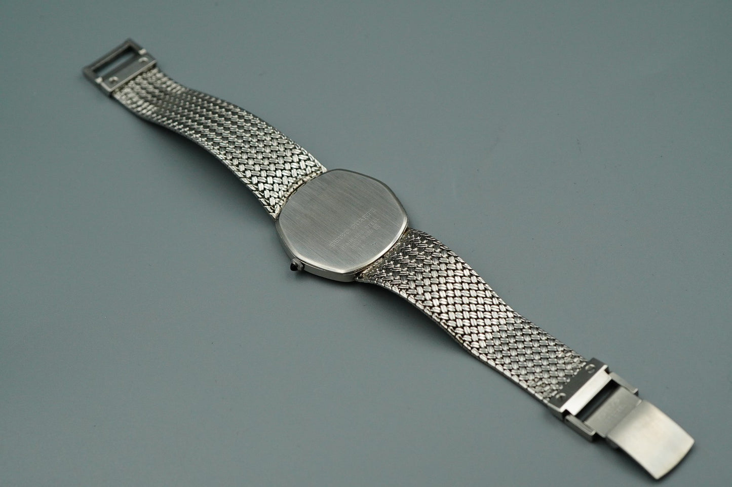 N MINT Vintage SEIKO CREDOR 5931-5230 Quartz Silver Dial Hexagon 30mm Mens Watch
