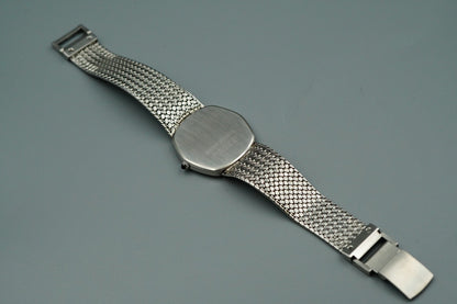 N MINT Vintage SEIKO CREDOR 5931-5230 Quartz Silver Dial Hexagon 30mm Mens Watch
