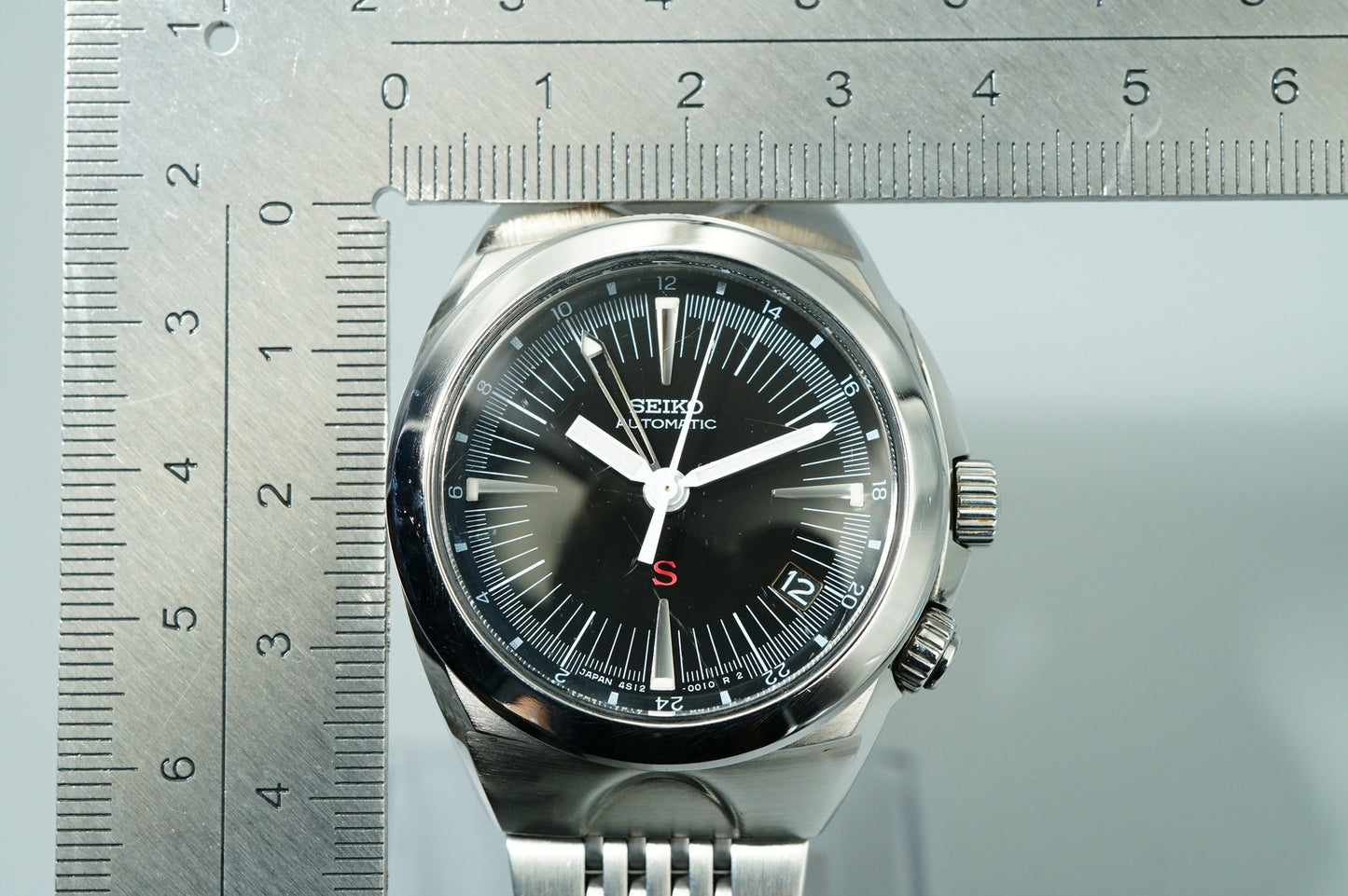 *N MINT* Vintage 1997 SEIKO HI-BEAT 4S12-0010 AT Black Round 37mm Mens Watch