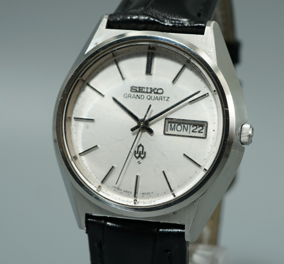 *NEAR MINT* Vintage 1976 SEIKO  Vintage 4843-8041 Qz White Round 37mm Mens Watch