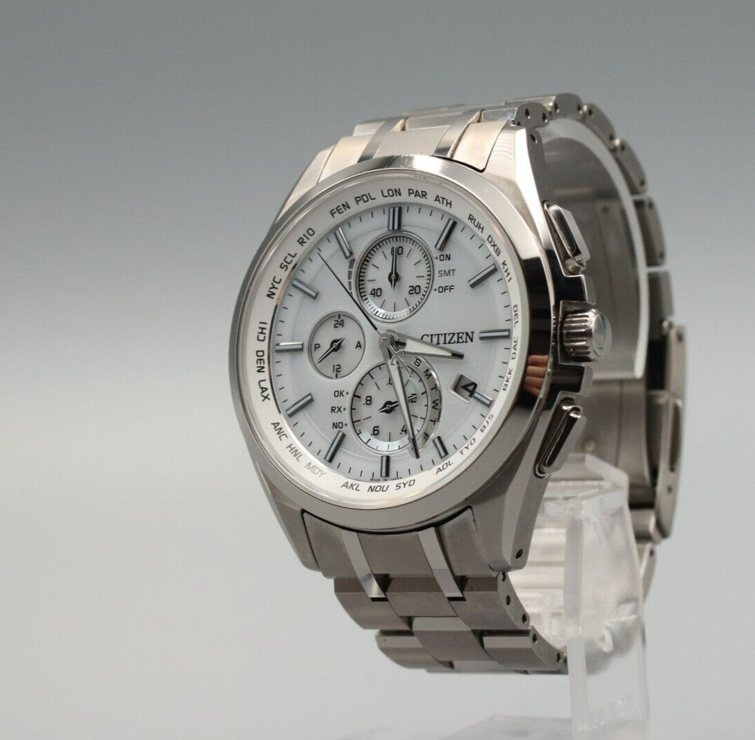 *Exc+5*  CITIZEN H804-T018696 A78040-57A Attesa Eco-Drive Solar Radio Mens Watch