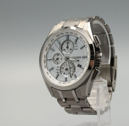 *Exc+5*  CITIZEN H804-T018696 A78040-57A Attesa Eco-Drive Solar Radio Mens Watch
