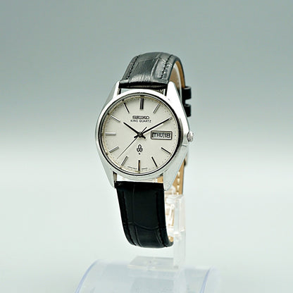 *Exc+5* Vintage 1970s SEIKO KING 4823-8000 Qz White Dial Round 36mm Mens Watch