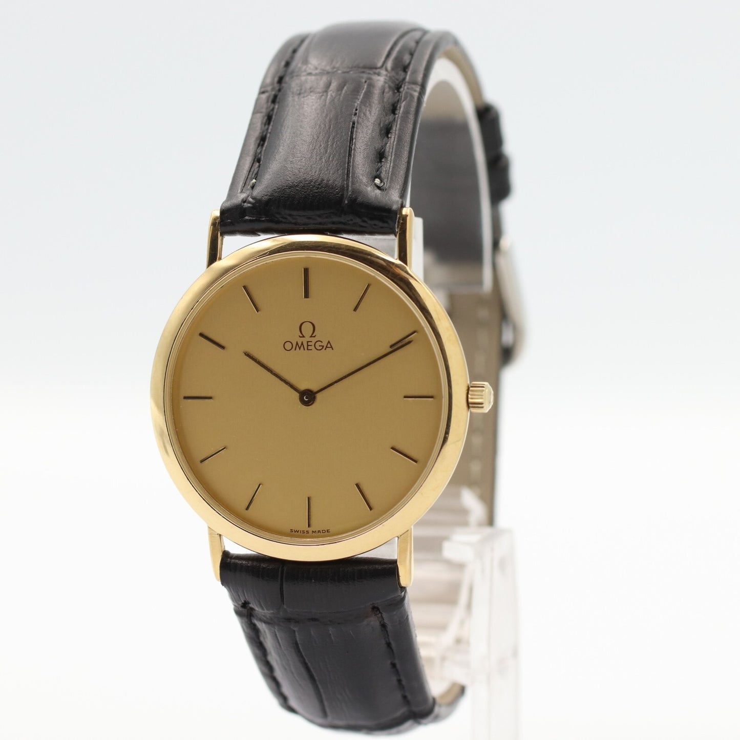 *NEAR MINT* Vintage OMEGA De Ville Cal.1378 Qz Gold Dial Round 32mm Mens Watch