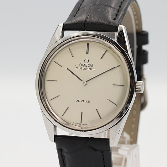 *N MINT* Vintage 1973 OMEGA De Ville Cal.711 Automa White Round 34mm Mens Watch