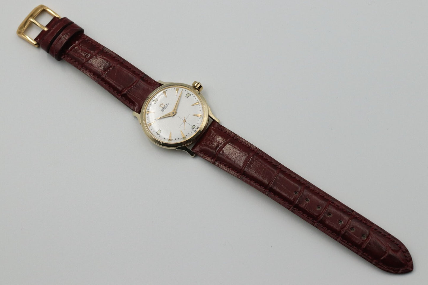Serviced! OMEGA Cal.344 Automatic 14k Small Second White Dial 33mm Mens Watch