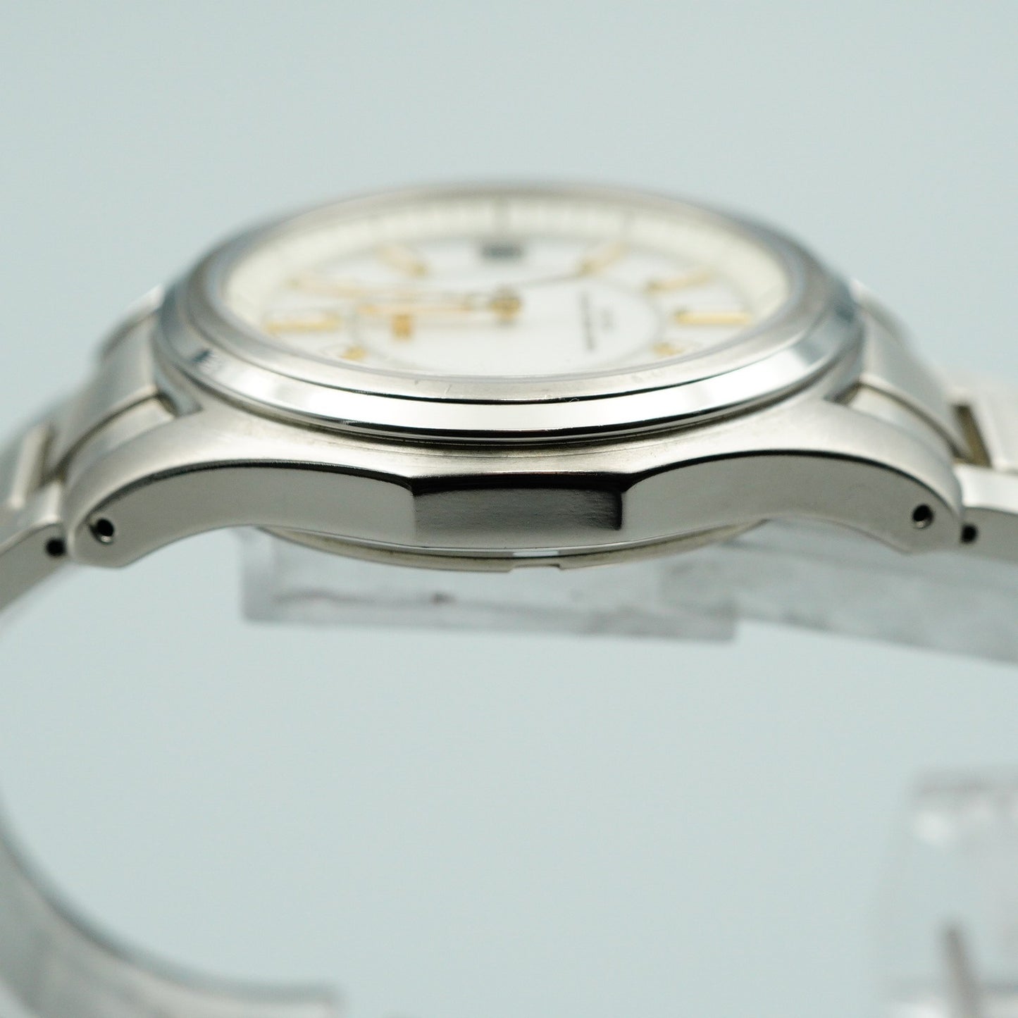 *TOP MINT* SEIKO 7B22-0BH0  Radio Wave Control Solar White 38mm Mens Watch