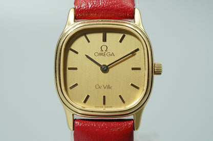 *N MINT* Vintage 1990s OMEGA De Ville Cal.1455 Quartz Gold 20mm Women Watch