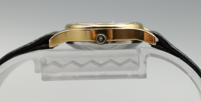 *NEAR MINT* Vintage OMEGA De Ville 591.0022 Quartz Gold Dial Round Women Watch