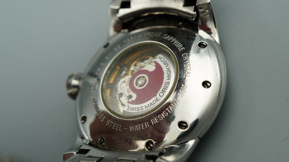 N MINT 1990s ORIS Artelier Complication 7554 Automatic Silver 37mm Mens Watch